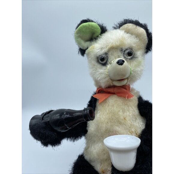 1950’s Vintage Battery Operated Panda Bear Pouring Drink Tin Litho Toy Untested - Picture 3 of 16